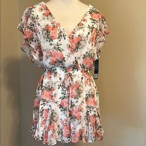 Floral Jumper  - Coral and White